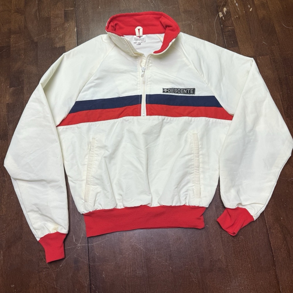 Vintage DESCENTE 1/2 Zip Pullover Ski Jacket Size XS USA Kangaroo Zip Pocket - Picture 2 of 7